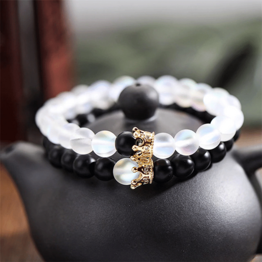 Transparent Black & White Crown Distance Bracelets