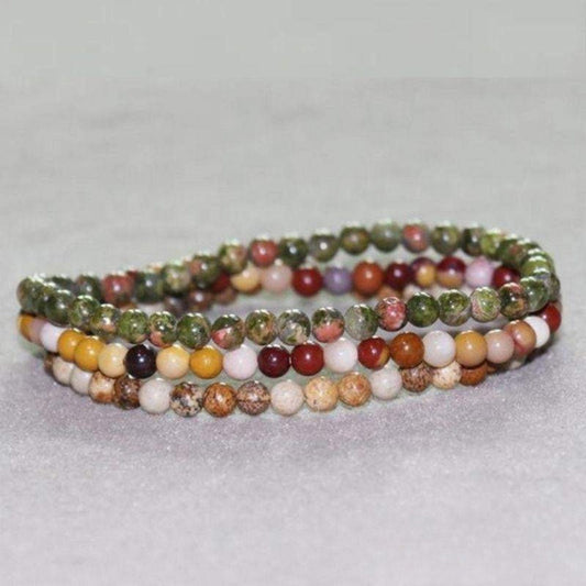 Unakite, picture jasper and mookaite bracelets