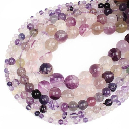Violet fluorite round beads